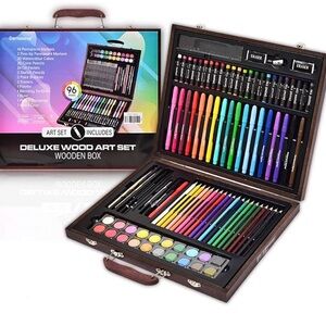 Darnassis Deluxe Wood Art Set with 96 Pieces-Wooden Box